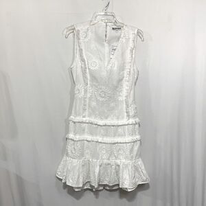 WALTER Baker sunflower embroidery dress cutout back side zip keyhole back Vneck